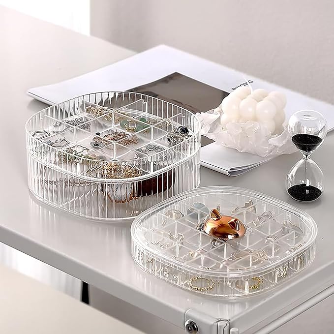 HALAFE Jewelry Box, 3-Layer Acrylic Jewelry Organizer with Cat Shape Handle, Clear Jewelry Boxes for Women Girls, Make up Org