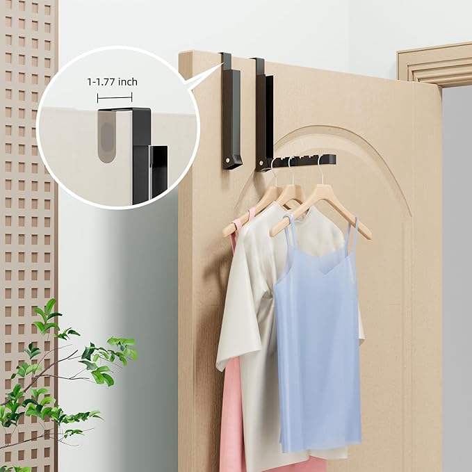 BAKON Over The Door Hanger Folding Clothes Drying Rack, Folding Hanging Coat Rack for Indoor Laundry Room Compact Small Space