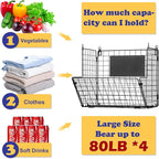 X-cosrack Metal Wire Basket Wall Mount, 4 Tier Extra Large Wall Storage Basket Organizer with Chalkboards, Kitchen Fruits and