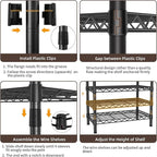Heavy Duty Clothes Rack Rolling Garment Rack,3 Tier Adjustable Wire Shelving Clothing Racks for Hanging Clothes with Double R