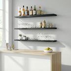 IEO Long Wooden Floating Shelves for Room Wall, Natural Wood Floating Shelves Wall Mounted Kitchen Shelf for Living Room, Bed
