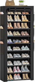 OYREL Large Shoe Rack, Black, 6 Side Pockets, 23.6" Wide x 11.4" Deep x 68.9" Tall, 36-41 Pairs of Shoes