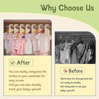 16Pcs Adorable Wooden Baby Closet Dividers, Double-Sided Clothes Size Organizer with Labels from Newborn to 24 Months, Cute N