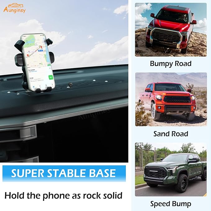 Aunginsy Center Console Dash Storage Organizer Tray Compatible with Toyota Tundra/Sequoia 2022-2026 Accessories, Dashboard Multi-Functional Phone Holder Storage Box Insert with Mobile Phone Mount