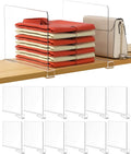 HBlife 12 Inches Tall [Extra Tall Version] Clear Shelf Dividers, 12 Pack Purse Organizer for Closet Perfect for Sweater, Shir