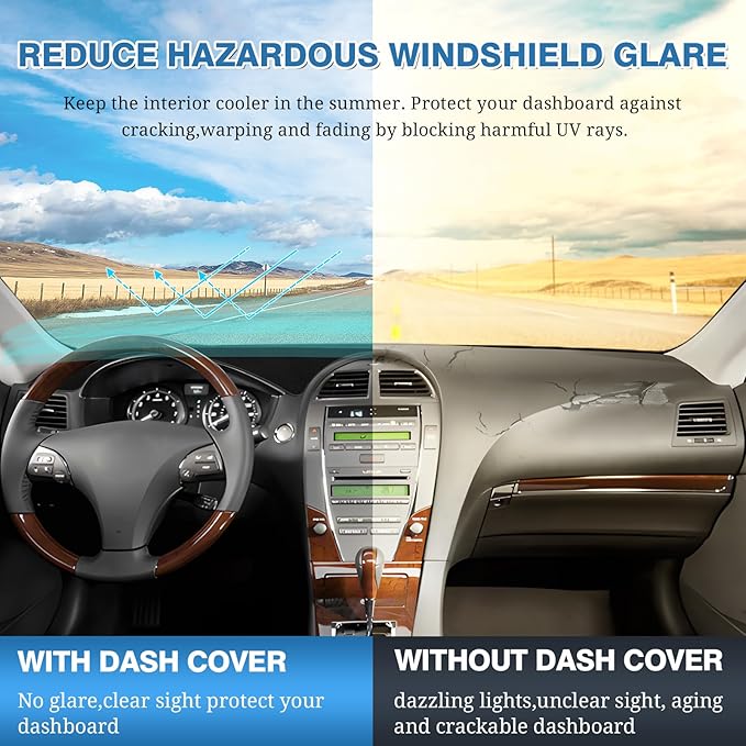 FIILINES Dash Cover for Lexus ES ES240 ES350 2007-2012, Dashboard Cover ES Accessories Suede Dash Cover Mat Sunshade Anti-Sli