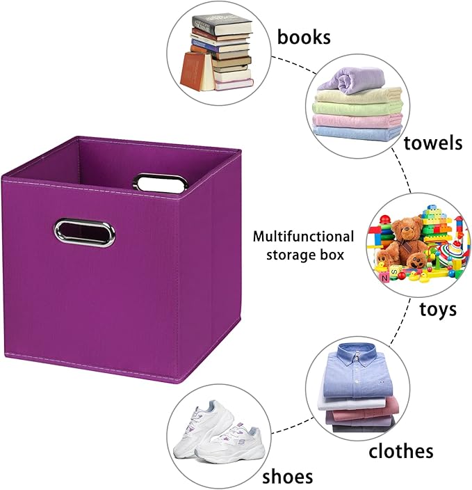 Fabric storage bins Cubes, Fabric Cube Organizer with Handle, Foldable Cube Bins for Cloth or Accessary Storage, 11x11x11, Se