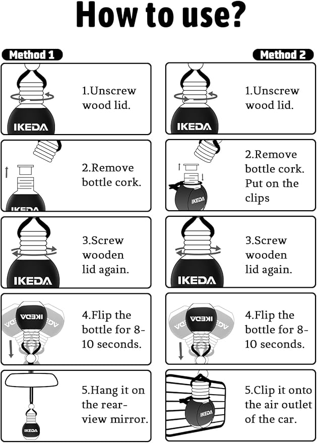 Ikeda Car Air Freshener: Hanging Car Smell Air Freshener | 10ml Hanging Car Perfume | Long Lasting Fragrance | Strong Scents 