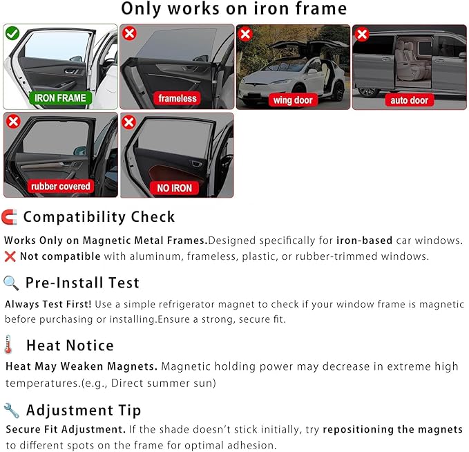 Car Curtains for Side Window - 4 Pcs Privacy Sun Shades Magnetic 100% Block Light Car Window Covers with Cooler Feeling (dexterous, 4pcs)