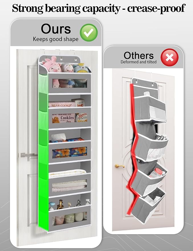 KYEVIS Over The Door Organizer, 5 Shelves Closet Door Hanging Organizer with 10 Mesh Pockets, Nursery Closet Organizer, Baby 