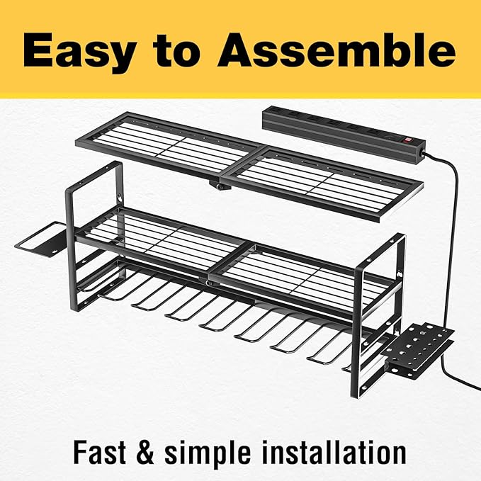 YYR Heavy Duty Power Tool Organizer with Charging Station, Cordless Drill Hanger Storage Rack, Battery Tools Holder Wall Moun