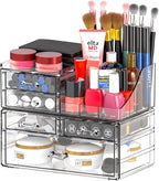 SUOXING Clear Acrylic Makeup Organizer for Vanity,Bathroom,Dresser,5 Drawer Make up Organizers for Counter,Plastic Countertop