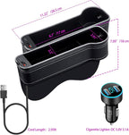 LED Car Seat Gap Filler Organizer Car Gap Filler with 10 Light Music Rhythm Modes USB and Type-C Charger Fit for iPhone Android (2 Pack)