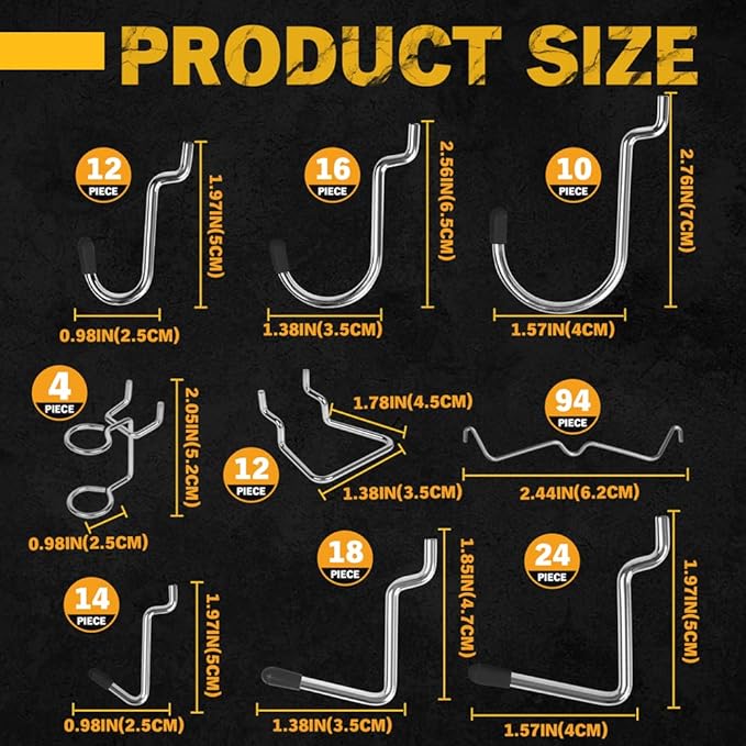 ELEAD 260 Piece Pegboard Hooks 1/8 and 1/4 inch Peg Board Organizer Accessories with Pegboard Bins for Organizing Various Too
