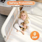 omzer Large Bed Guard Rail for Toddlers - 59inch Foldable & Adjustable Heights Baby Bed Safety Railing - Toddler Long Bed Rai