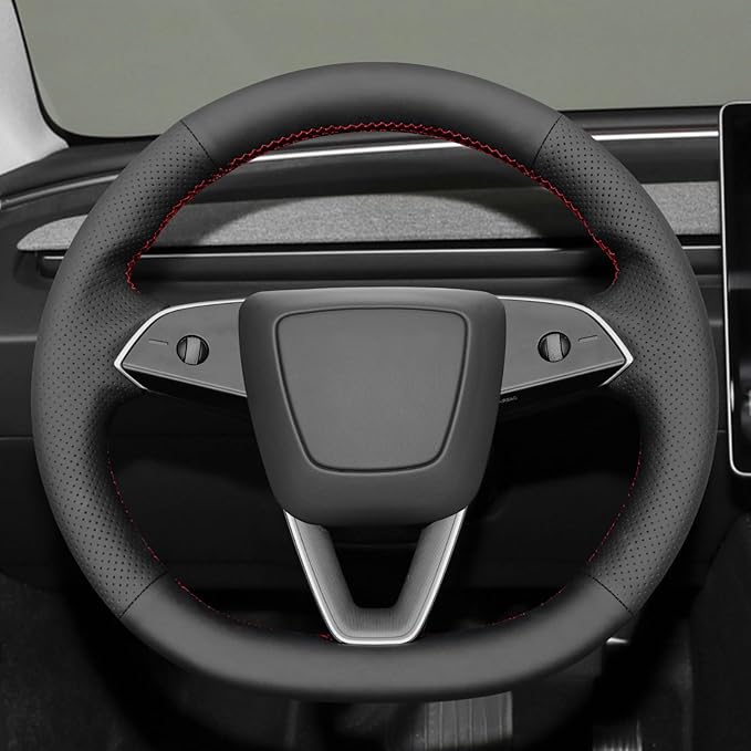MEWANT DIY Stitching Steering Wheel Cover Wrap for Tesla Model 3 Highland 2023-2025/Model Y 2025 Highland for Tesla Model 3/Model Y Accessories