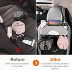 Car Rear Backseat Extra Multifunctional Drink Cup Holder Organizers with Tissue Storage Box Organizer & Hooks for Car Seat Back (Gray)