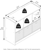 Furinno Basic Book Shelf, 6-Cube Bookshelf with Open Shelf, 3 x 2 Bookcase with Storage Bins, Closed Back, Horizontal, 11.9 x