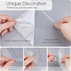 HIDBEA Window Privacy Film, Decorative Staic Cling Frosting Film, Heat Control UV Blocking Non-Adhesive Window Sticker for Home, Cross Pattern,35.4 X 78.7 Inches