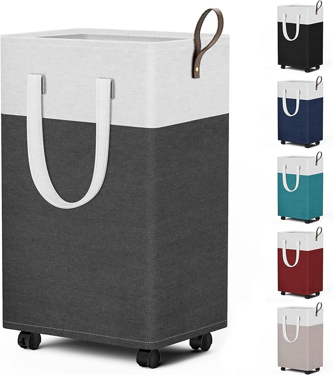 HomeHacks 75L Waterproof Rolling Laundry Hamper - Collapsible Clothes Basket with 4 Wheels for Bathroom, Laundry Room & Dorm,