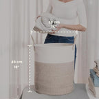OrganiHaus Large Brown Woven Laundry Basket w/Handles 52L, Rope Dirty Clothes Hamper, Blanket Basket for Living Room, Baby La