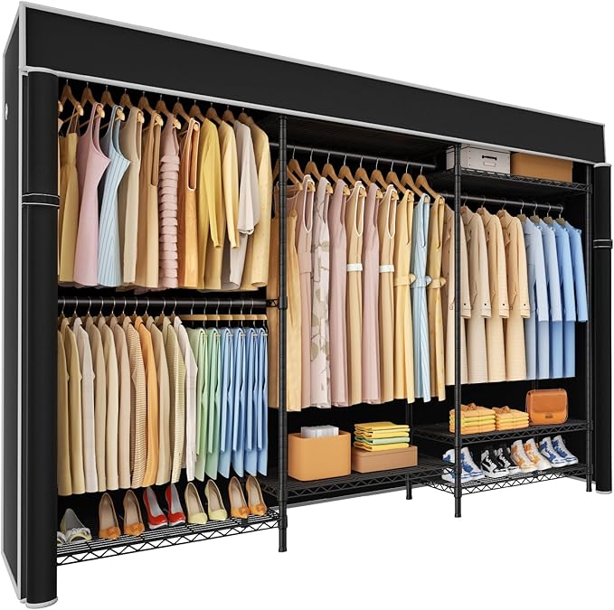 Ulif E13C Pro Heavy Duty Closet Organizer System，Freestanding Clothing Racks for Hanging Clothes，Adjustable Garment Rack 75" 