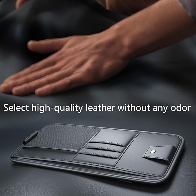 Large Car Visor Organizer Holder for Truck/SUV, Document Storage Pouch Holder with Multi-Pocket Net Zipper for Cards, License, Sunglasses, Pen, Key