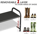 INGIORDAR Shoe Rack 2 Tier Long Storage Organizer Wide Metal Shoe Shelf for Closet Entryway Black