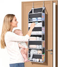 ULG 1 Pack Small Over Door Organizer with 4 Large Pockets 8 Mesh Side Pockets, Hanging Storage Organizer with Clear Window Ki