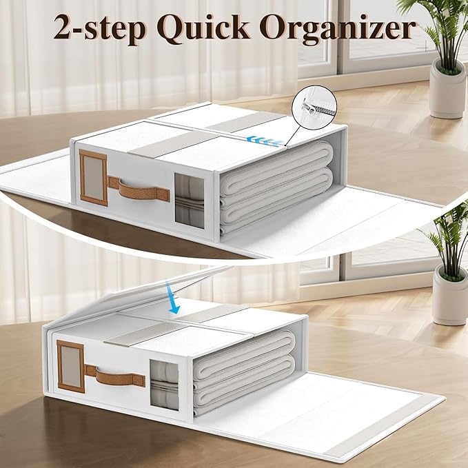 8 Pack Bed Sheets Organizers And Storage,Sheets Set Folder Keeper with Handle,Foldable Bedding Storage Box For Linen Closet,D