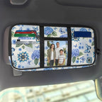Boho Floral Car Sun Visor Organizer, Multi-Pocket Truck Visor Organizer Car Sun Storage Pocket Pouch Case Bag with Velcro Straps for Sunglasses, Cards, Pens and Document Machine Washable