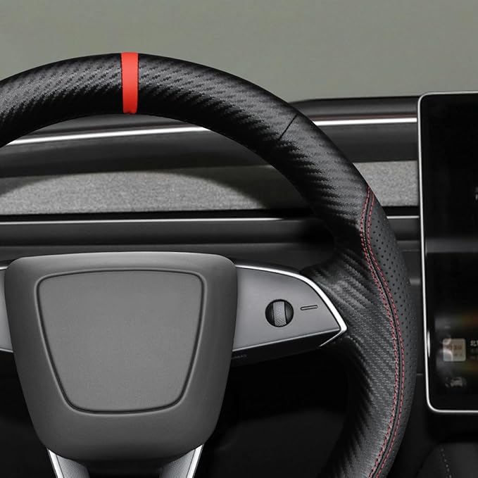 MEWANT DIY Stitching Steering Wheel Cover Wrap for Tesla Model 3 Highland 2023-2025/Model Y 2025 Highland for Tesla Model 3/Model Y Accessories(3D Style)