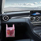 Car Trash Bag Hanging Disposable Car Garbage Bag Pack of 200 Small Auto Trash Bag for Car with 4 Hook for Car Kitchens Bedrooms Offices During Travel and Camping (Pink)