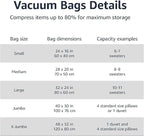 Amazon Basics Vacuum Storage Bags for Clothing, Multiple Sizes Compression Zipper Bags with Hand Pump for Space Saving and Tr