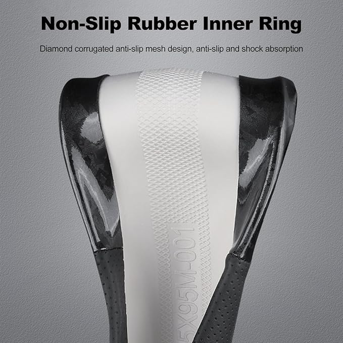 Ergocar Car Steering Wheel Sleeve, Round Forged Carbon Fiber and Leather Material Steering Wheel Sleeve, 37-38cm/14.5-15inch, Non-Slip, Soft, Breathable, Sports Style
