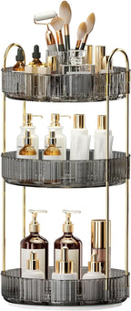 360° Rotating Makeup Organizer, Large-Capacity Skincare Make Up Storage 3 Tier Perfume Organizers Cosmetic Dresser Organizer 