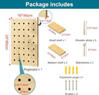HJZALMI Pegboard Wall Organizer, Wood Pegboard Combination Kit with Shelves & Hooks, Modular Peg Board Panels Storage System 