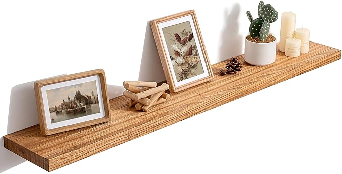 48 Inch Floating Shelves for Wall, 8"D High End Solid Hardwood Shelves for Decor Storage, Rustic Wall Shelves with Invisible 