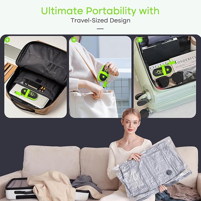 Vacbird Vacuum Bags for Travel with USB Pump, 18 Pack Compression Travel Vacuum Bags for Luggage and Suitcase, Carry-on Size 