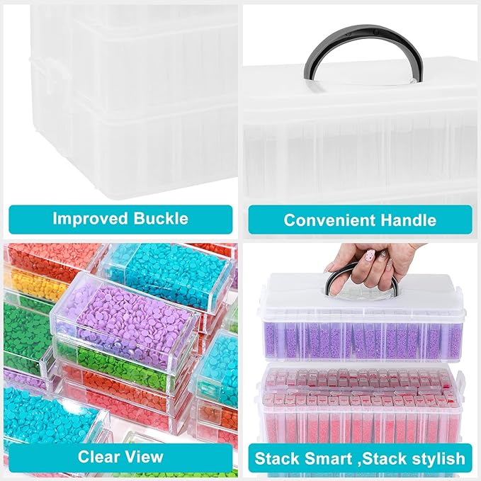 VTG Diamond Painting Storage Containers with 320 Grids Diamond Art Storage Bead Organizer Painting Accessories DIY Jewelry Cr