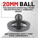 Bulletpoint Dash Mount Magnetic Cell Phone Holder Compatible with MagSafe iPhone Smartphones - 20mm (0.787 inches) Attachment Ball (MagSafe Holder with 7cm Arm)