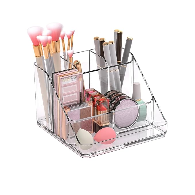 Ettori APLOP Makeup Organizer Tray, 6-Compartment Vanity Makeup Organizer for Jewelry, Hair Accessories, Bathroom Counter or 