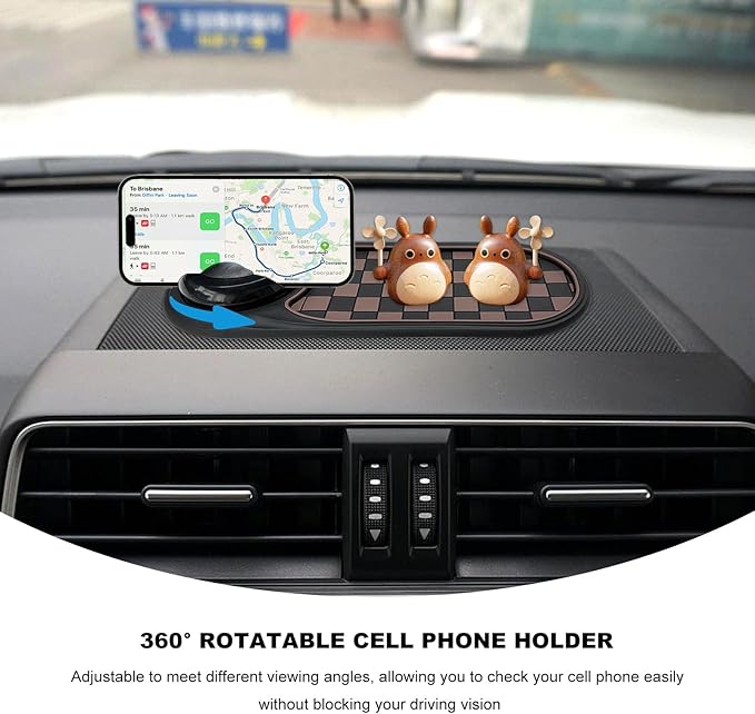 Multifunction Car Anti-Slip Mat, Anti Skid Dashboard Pad Rotatable Phone Holder w/Temporary Parking Number, Universal Auto Ce