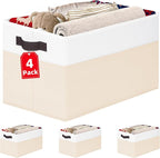 Criusia 4 Pack Baby Clothes Organizer Bins, Fabric Collapsible Storage Baskets with Handles, Odorless Storage Bins for Toy Cl