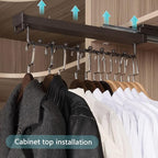 Pull-Out Clothes Rail, Extendable Clothes Hanger, Bearing 35kg, Closet Clothes Rod, Damping Double Slide Rail, Valet Rod (Col