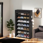 Laiensia 7-Tier Vertical Shoe Rack Organizer, Space Saving Shoe Storage Organizer, Non-Woven Cover Shoe Shelf Holds 28-35Pair