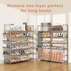 LANTEFUL 6 Tier Shoe Rack Storage for 24-30 Pairs Shoe and Boot, Shoe Organizer with Hook and Side Pocket Free Standing Long 