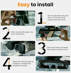 Rear View Mirror, 9.3 Inch Chrome Anti-glare Panoramic Rear Mirrors Universal Convex Car Interior Clip on Extra Big Wide Angle Rearview Mirror Extender to Reduce Blind Spot for Car SUV Truck