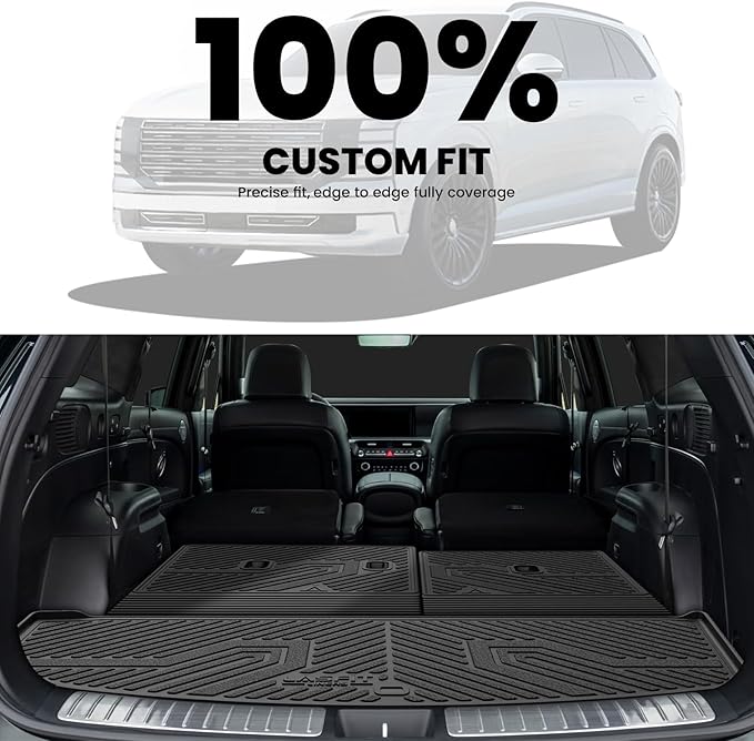 LASFIT Cargo Trunk Mat & Backrest Mats for Hyundai Palisade 2026 All Weather TPE Custom Fit Car Trunk Mats Cargo Liner & Seatback Mats Accessoires, Black