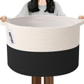 115L Large Blanket Basket,23.6" L x 23.6" W x 15.7" H Rope Woven Baskets with Handles, Toys Storage Bins,Laundry Basket Perfe